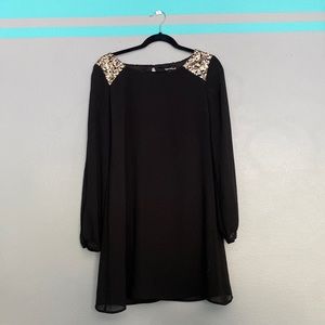 Black dress with gold sequins